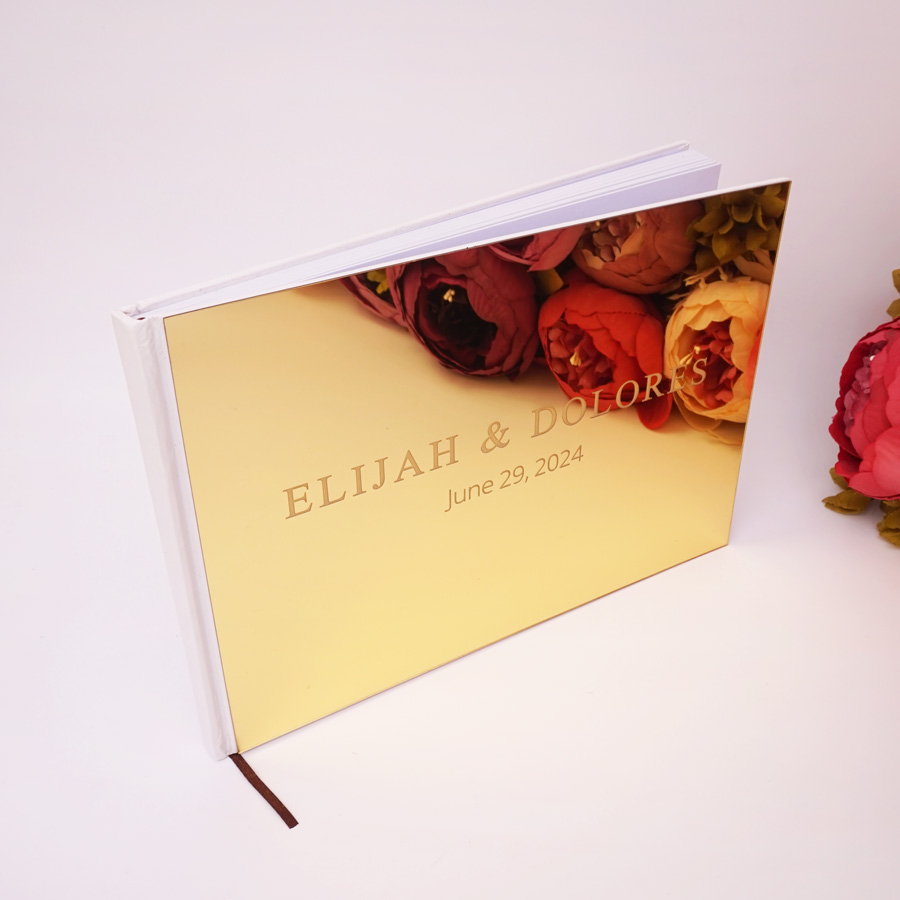 Personalized Guest Book - 25x18cm Custom Horizontal Acrylic Mirror Silver