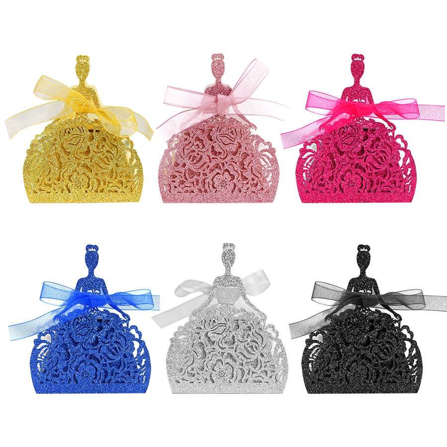 Wedding Favor Box - 10Pcs/set Bride Flower Dresses Candy Box