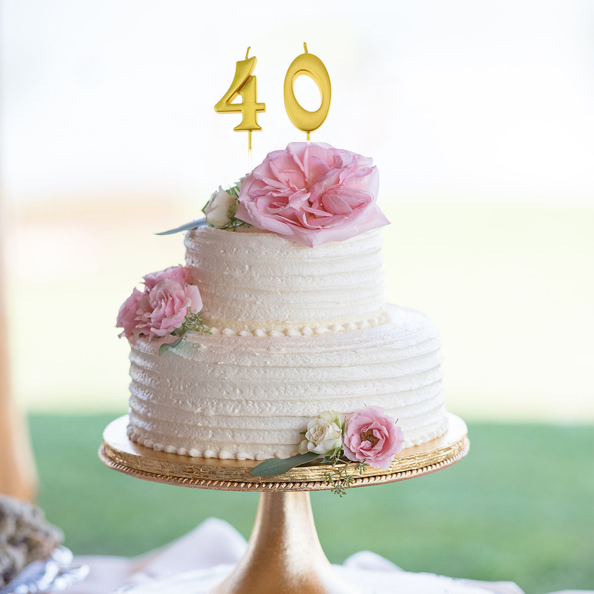 Wedding Supply Decor - 2Pcs Birthday Number 40 Golden Paraffin