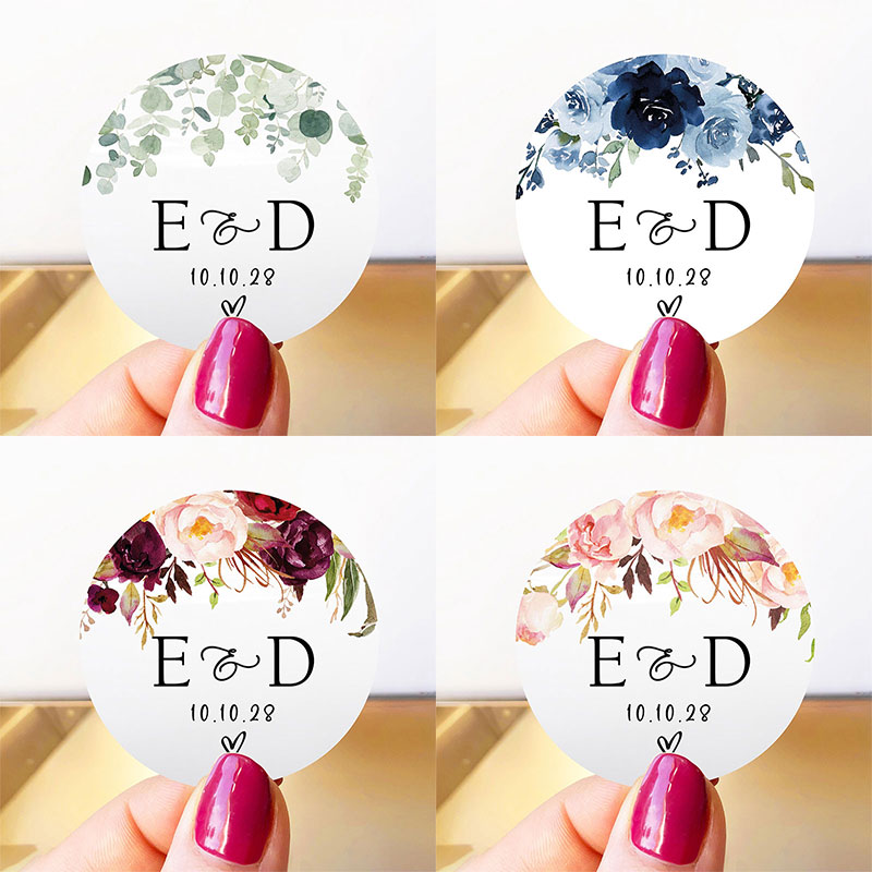 Wedding Envelopes - Personalized Floral Monogram Wedding Stickers Custom