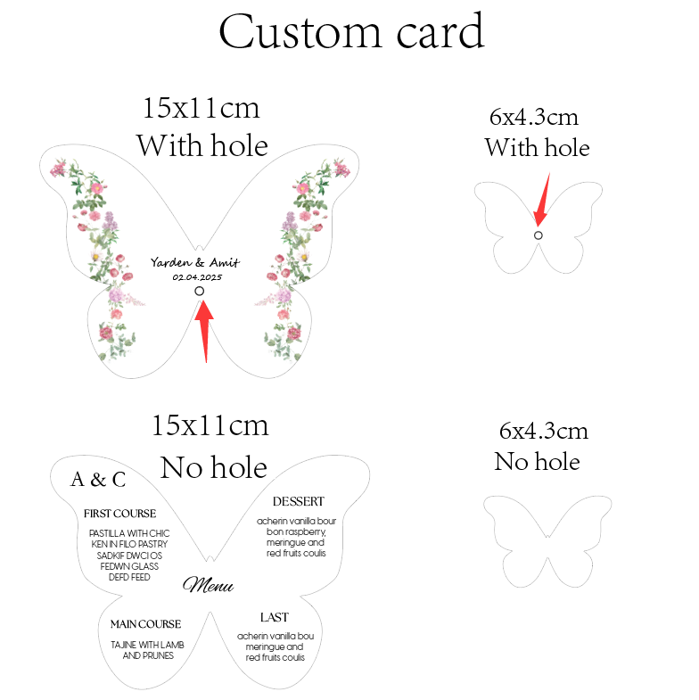 Custom Elegant Butterfly Menu  - Wedding Supply Business avaliação e preço