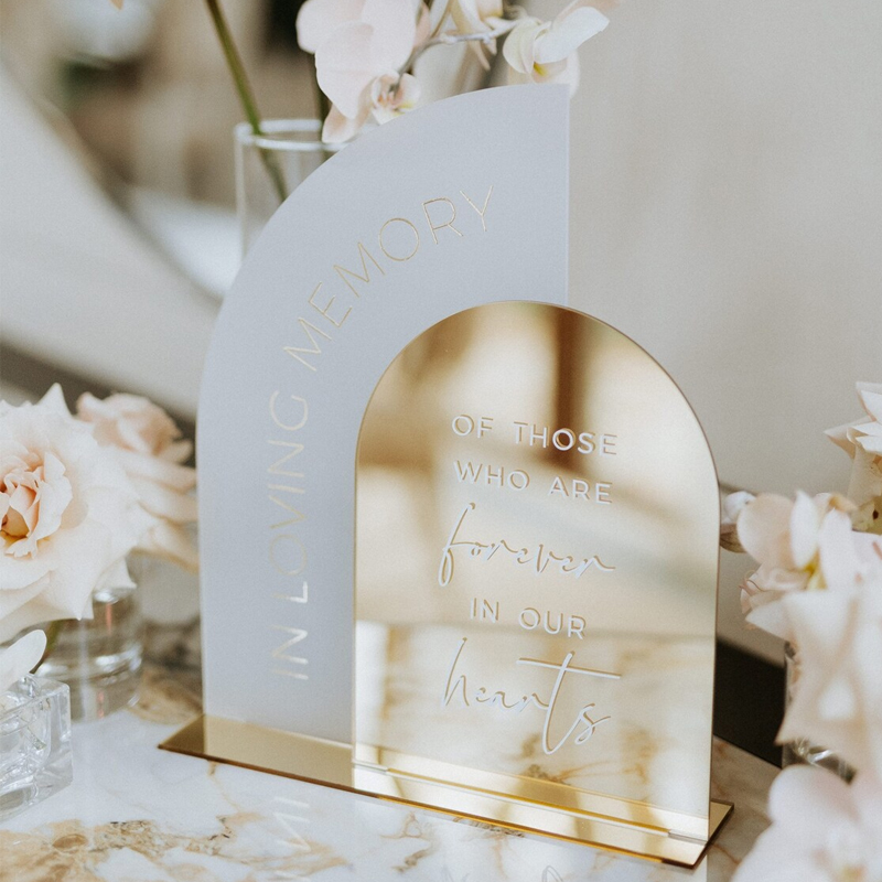 In Loving Memory Sign,Gold Mir - Table Number Gold avaliação e preço
