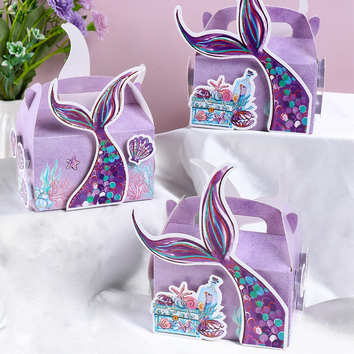 4pcs 3D Mermaid Tail Portable  - Wedding Favor Box avaliação e preço