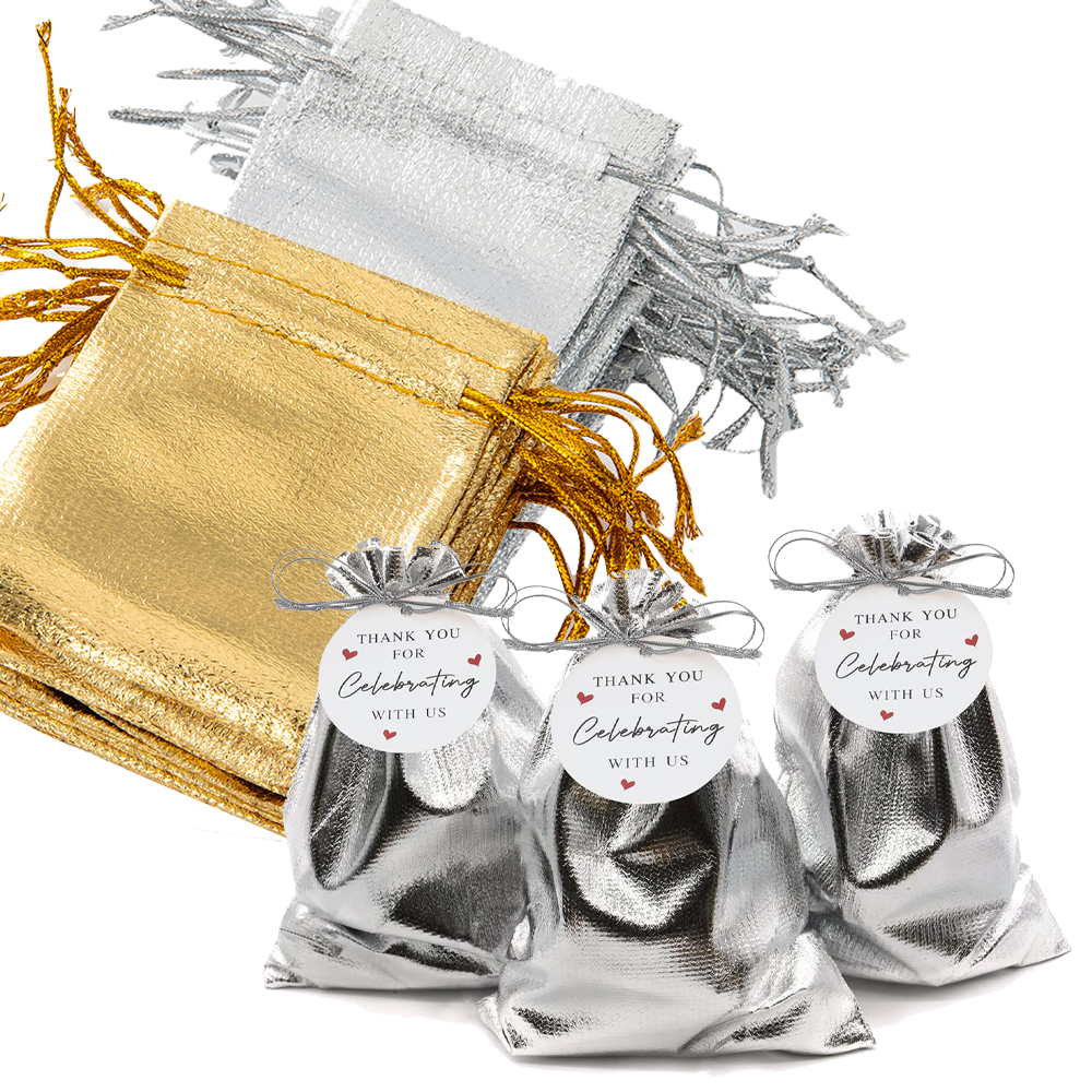 50Pcs Gold Silver Drawstring O - Wedding Supply Business avaliação e preço