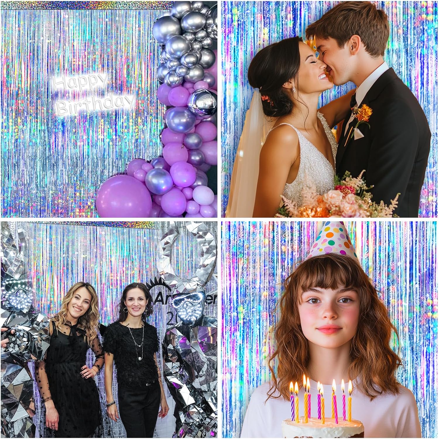 4 Packs Silver Foil Fringe Cur - Wedding Supply Decor avaliação e preço