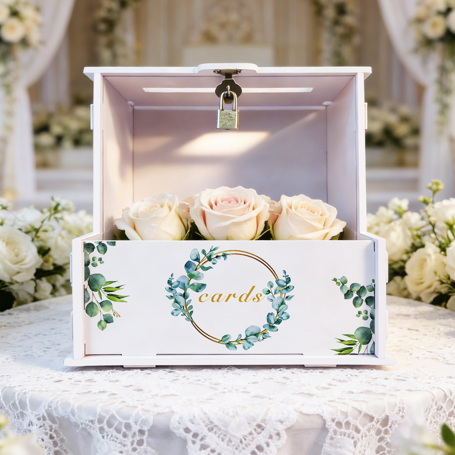 White PVC Wedding Card Boxes w - Wedding Favor Box avaliação e preço