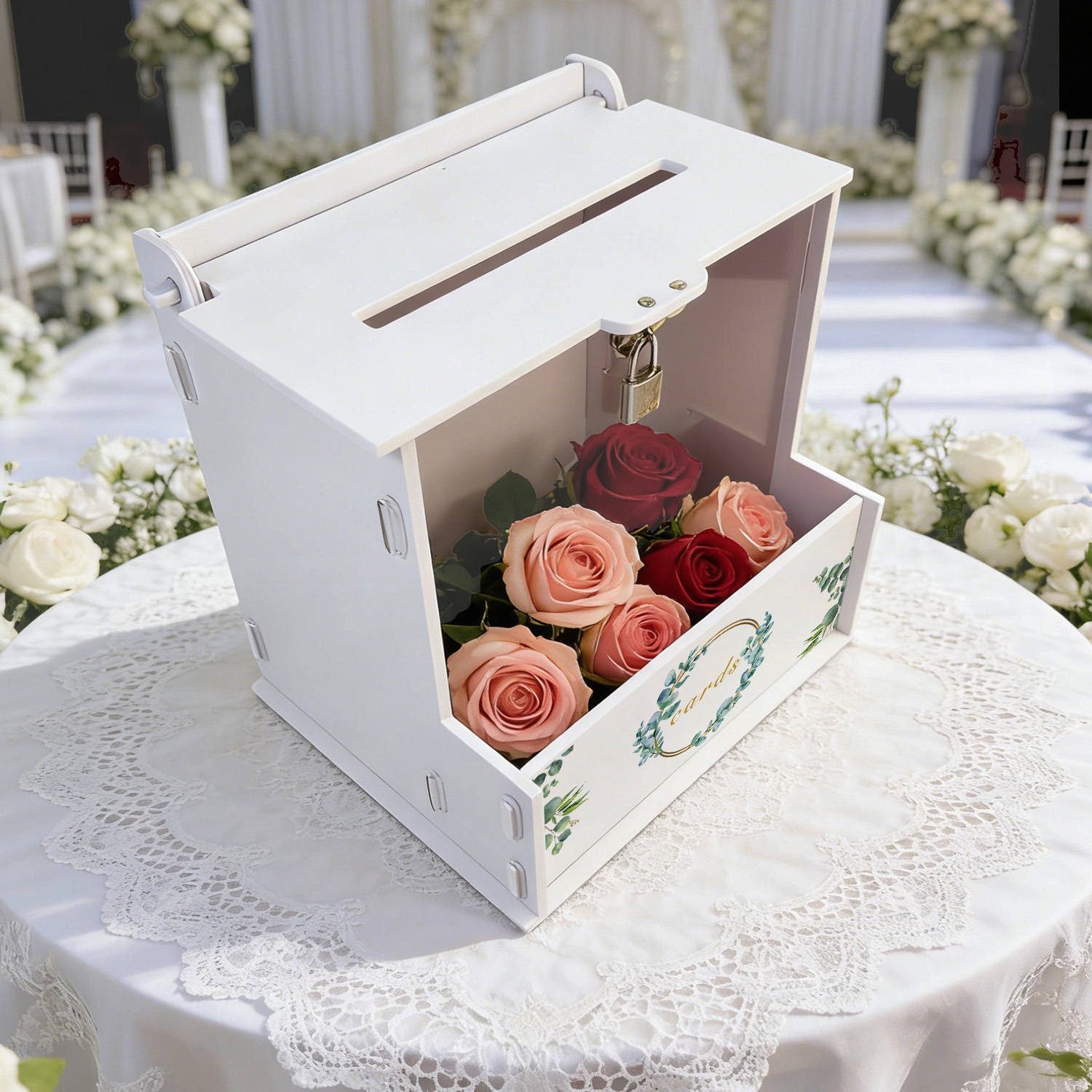 White PVC Wedding Card Boxes w - Wedding Favor Box avaliação e preço