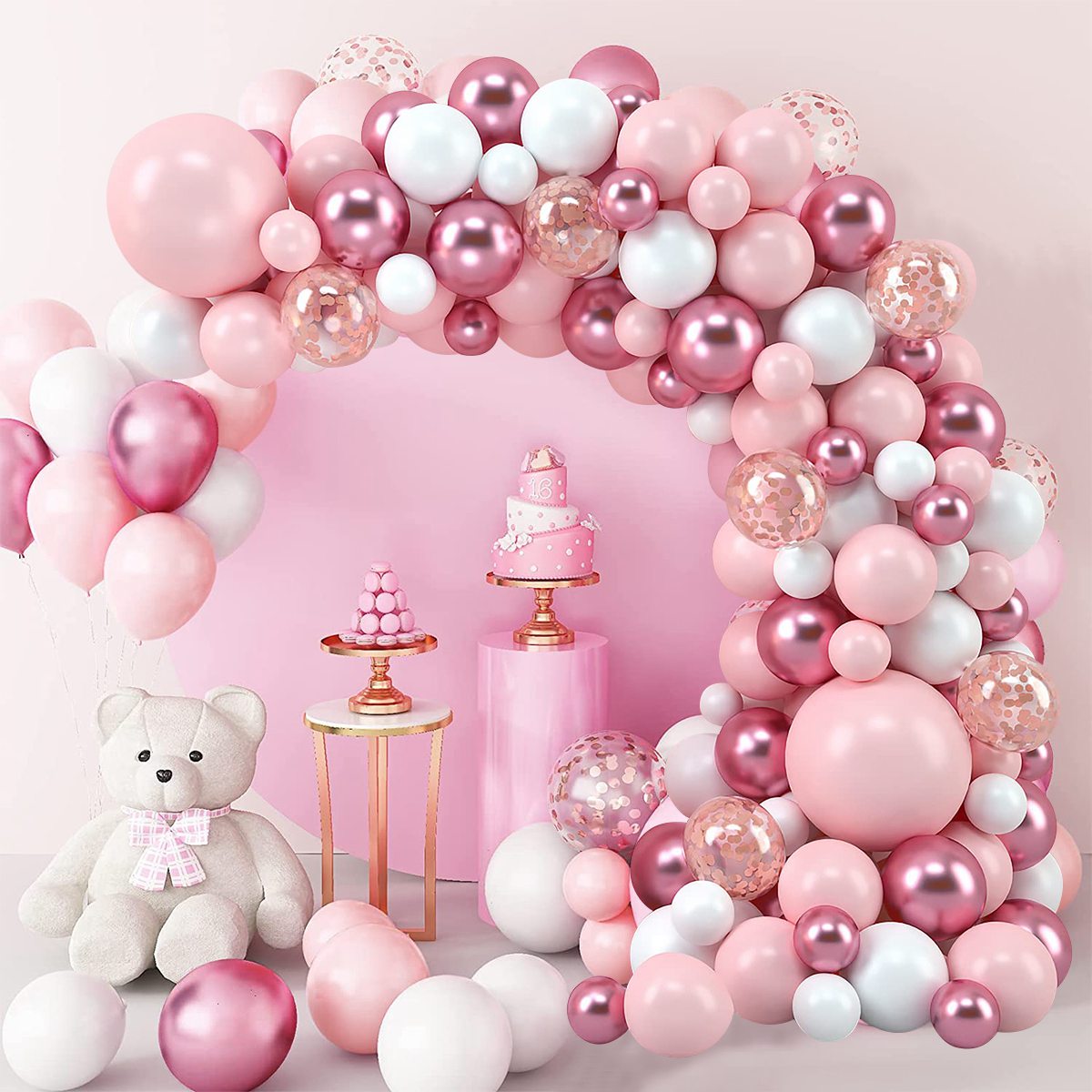 Pink Macaron Balloons Garland  - Wedding Supply Kit avaliação e preço