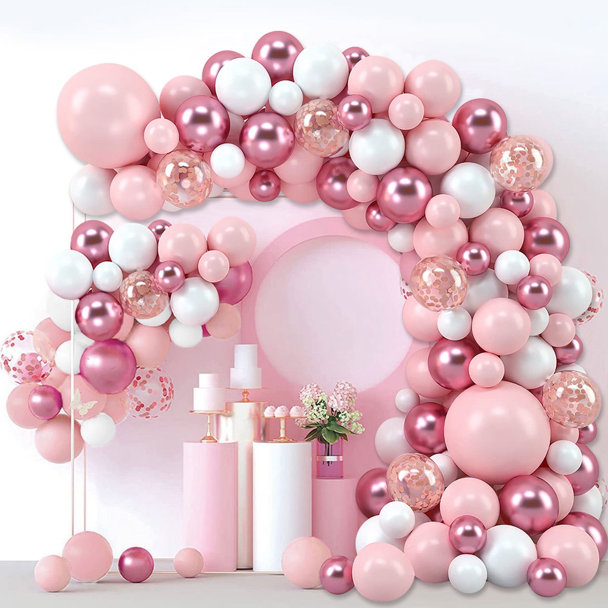 Pink Macaron Balloons Garland  - Wedding Supply Kit avaliação e preço