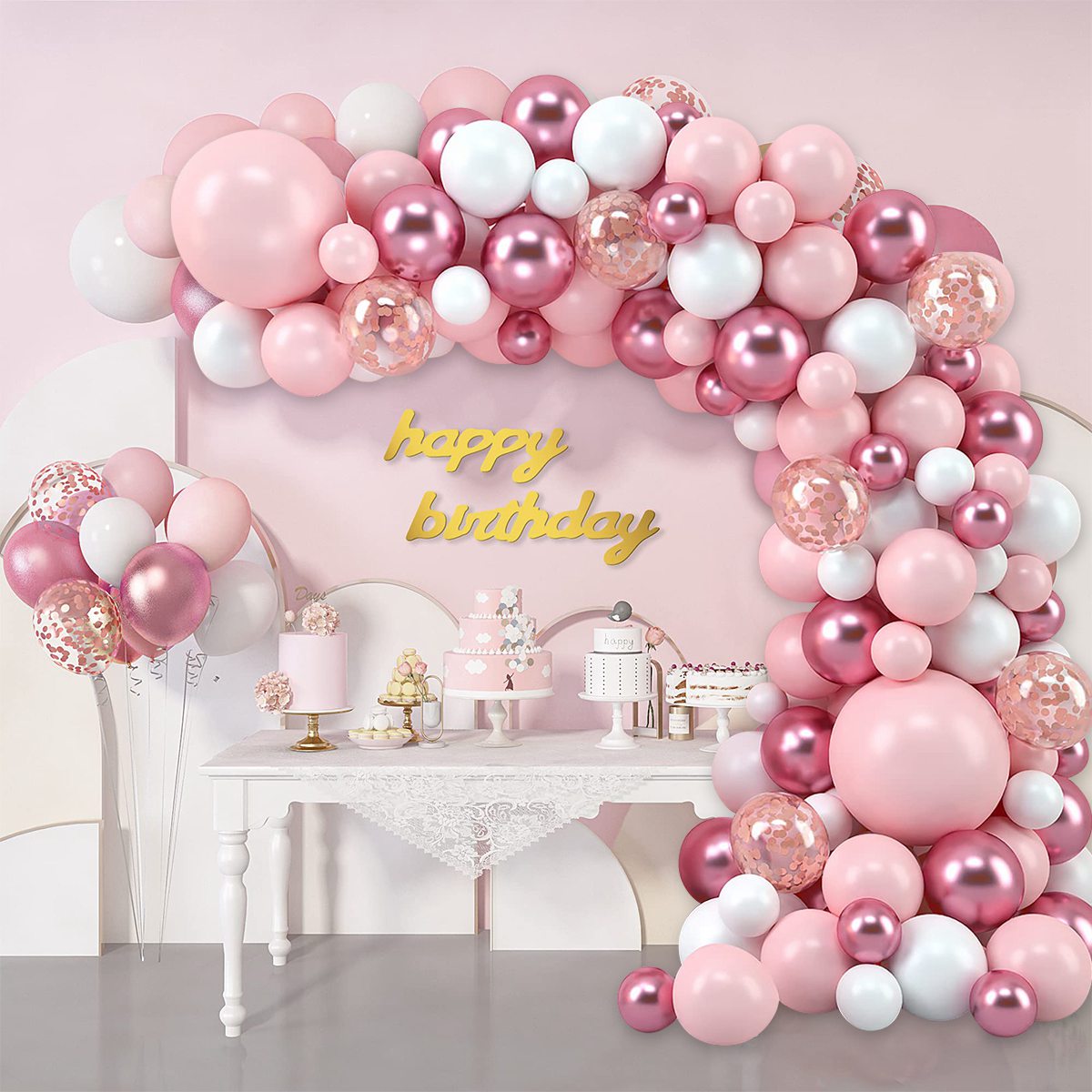 Pink Macaron Balloons Garland  - Wedding Supply Kit avaliação e preço