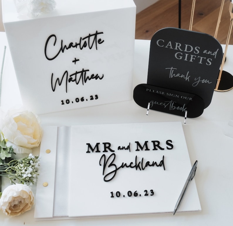 White Card Box for Wedding 3D  - Personalized Guest Book avaliação e preço