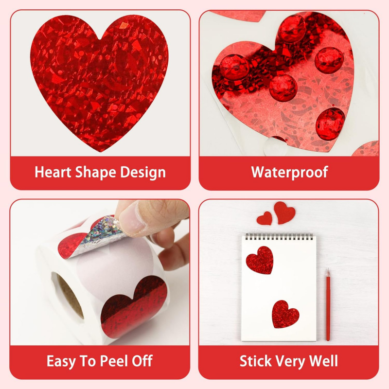 Heart Stickers - 500Pcs Valent - Wedding Envelopes avaliação e preço