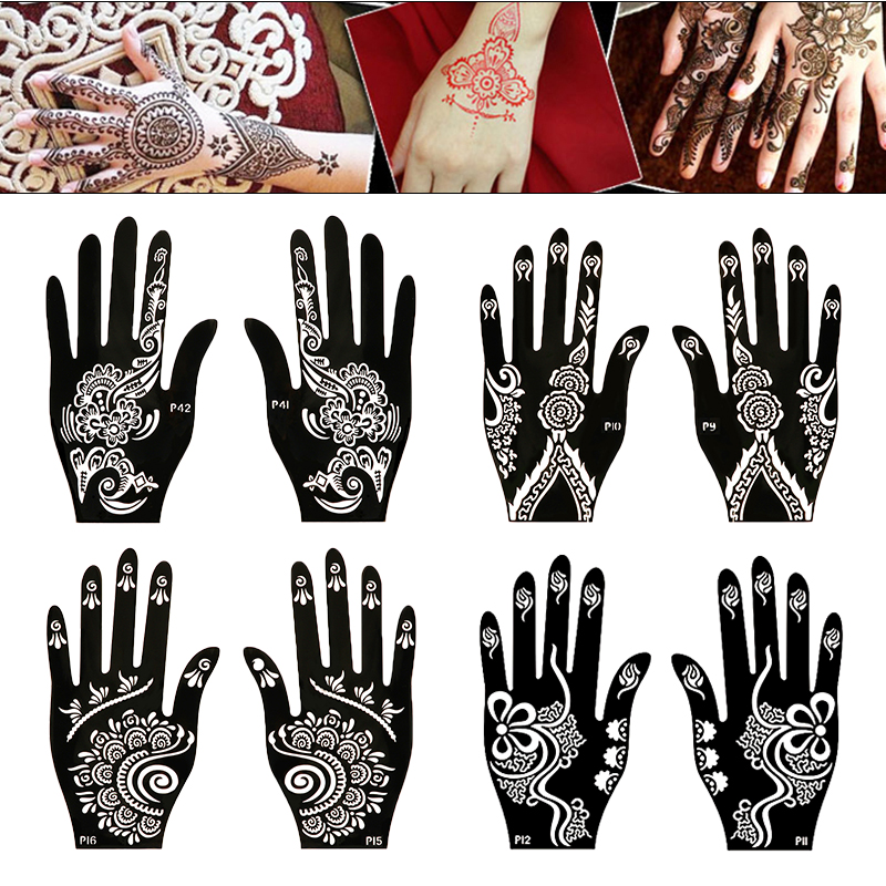 2pcs Henna Tattoo Stencils Tem - Indian Wedding Supply avaliação e preço