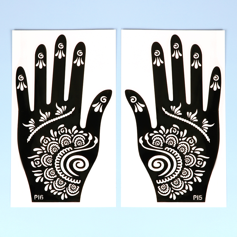 2pcs Henna Tattoo Stencils Tem - Indian Wedding Supply avaliação e preço