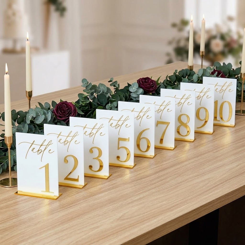Wedding Table Numbers 1-10 wit - Table Number Gold avaliação e preço