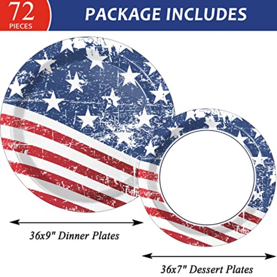 72pcs 4th of July Party Plates - Wedding Supply Kit avaliação e preço