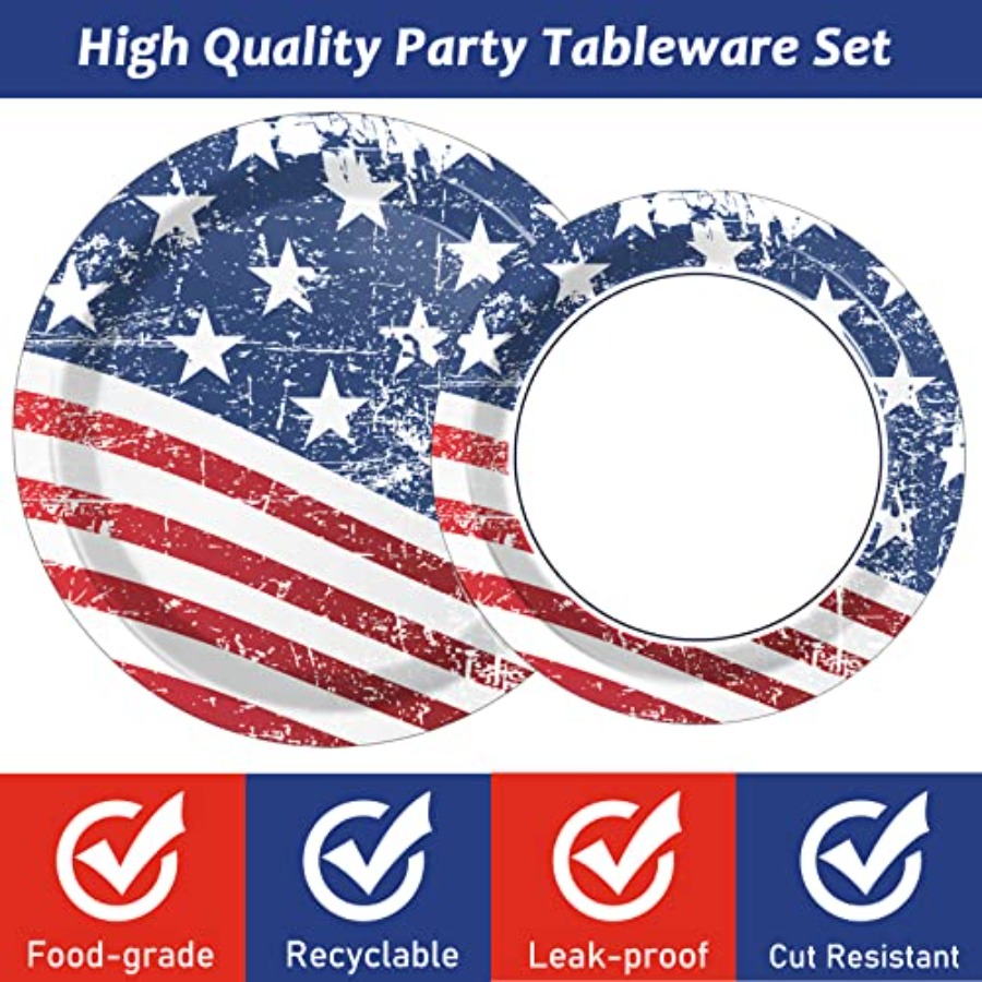 72pcs 4th of July Party Plates - Wedding Supply Kit avaliação e preço