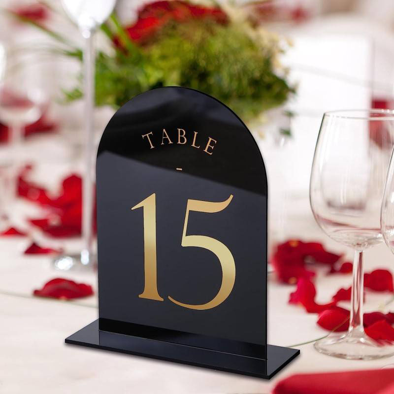 Arched Acrylic Table Numbers W - Table Number Gold avaliação e preço