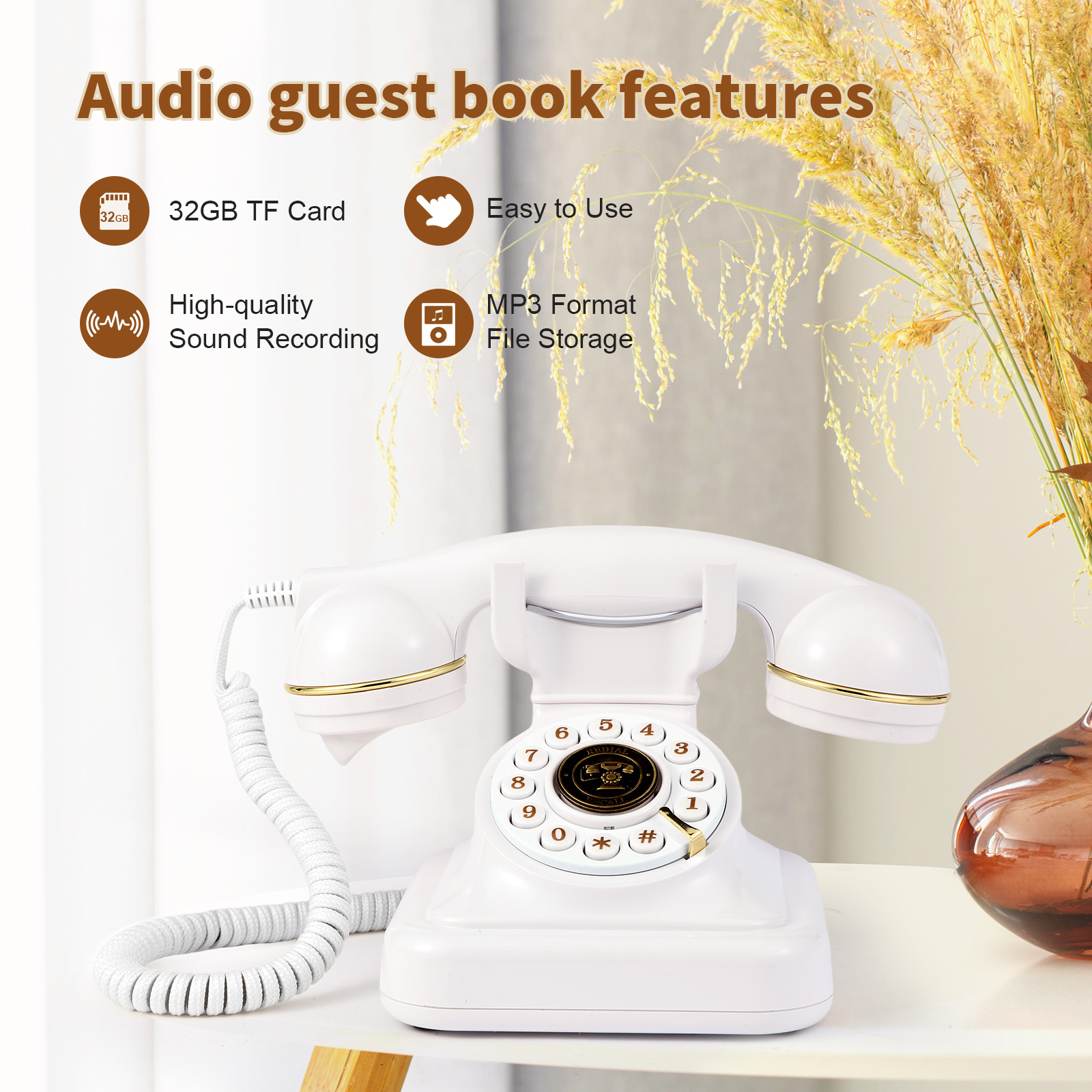 Audio guest book phone retro s - Personalized Guest Book avaliação e preço