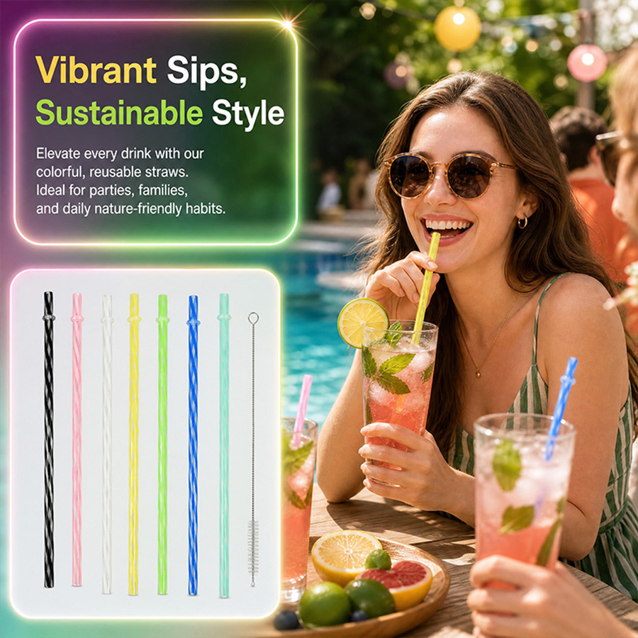 25Pcs Colorful Striped Reusabl - Wedding Supply Bulk avaliação e preço