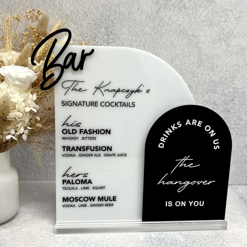 Custom Bar Menu with 3D Cutout - Table Number Gold avaliação e preço