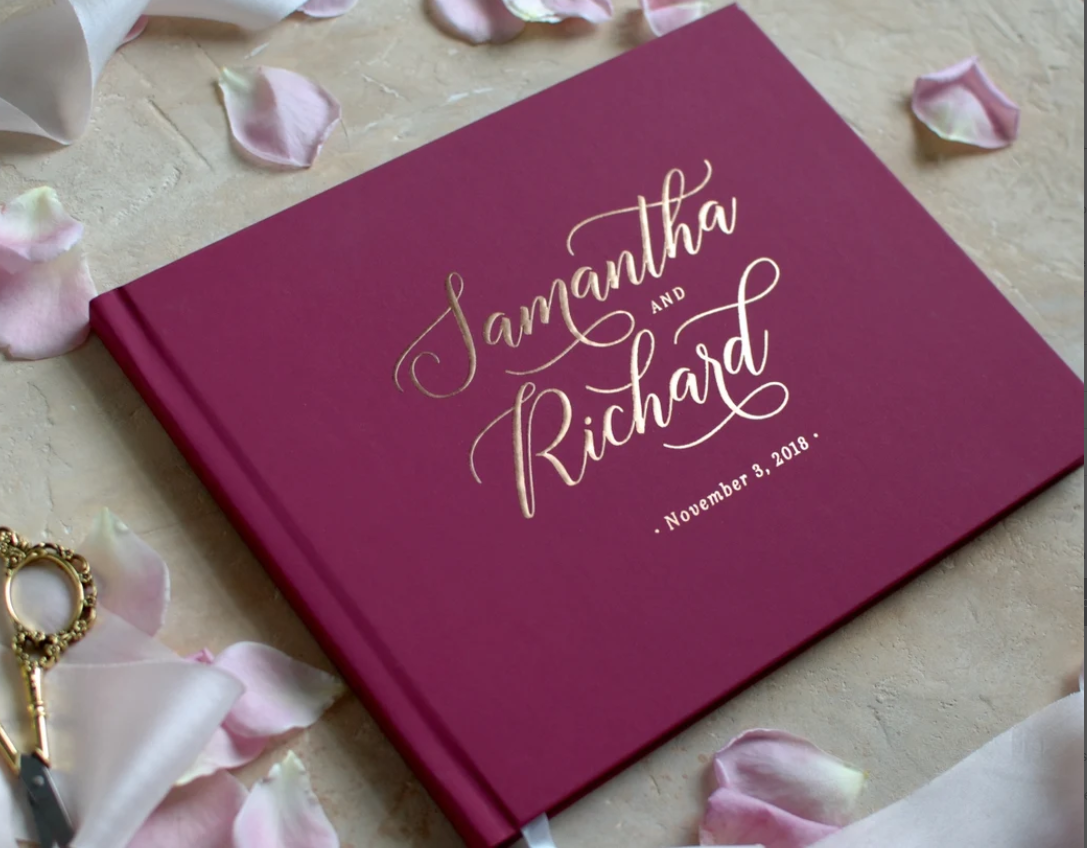 Custom Elegant Wedding Guest B - Personalized Guest Book avaliação e preço