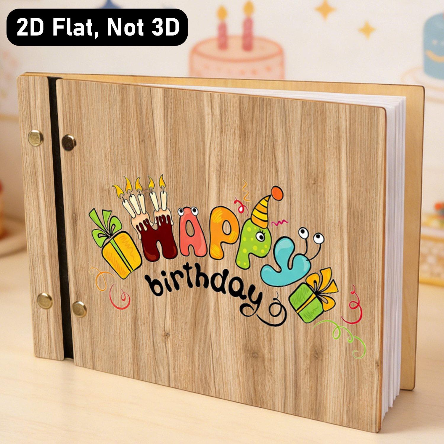 Cute Happy Birthday Wooden Gue - Personalized Guest Book avaliação e preço
