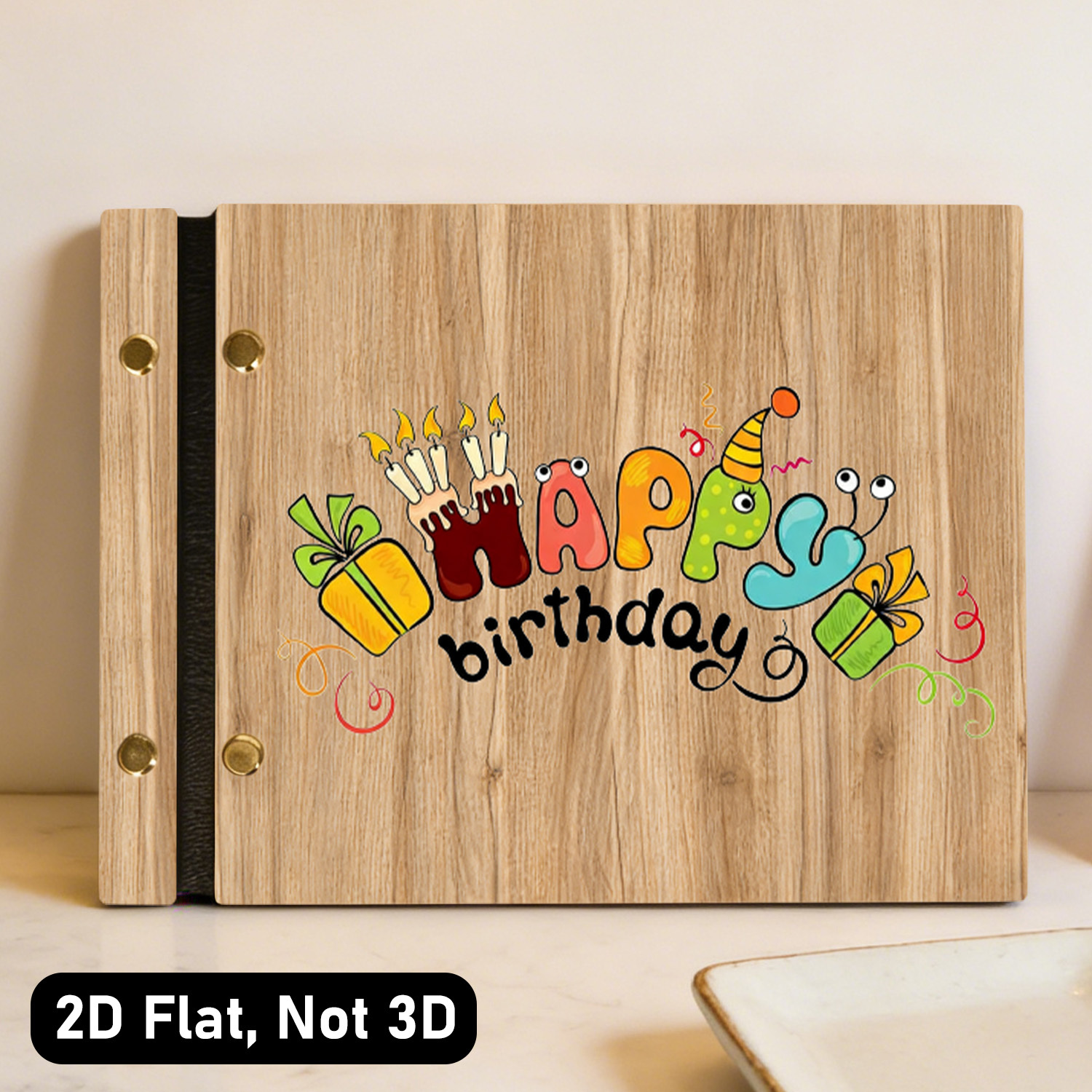 Cute Happy Birthday Wooden Gue - Personalized Guest Book avaliação e preço
