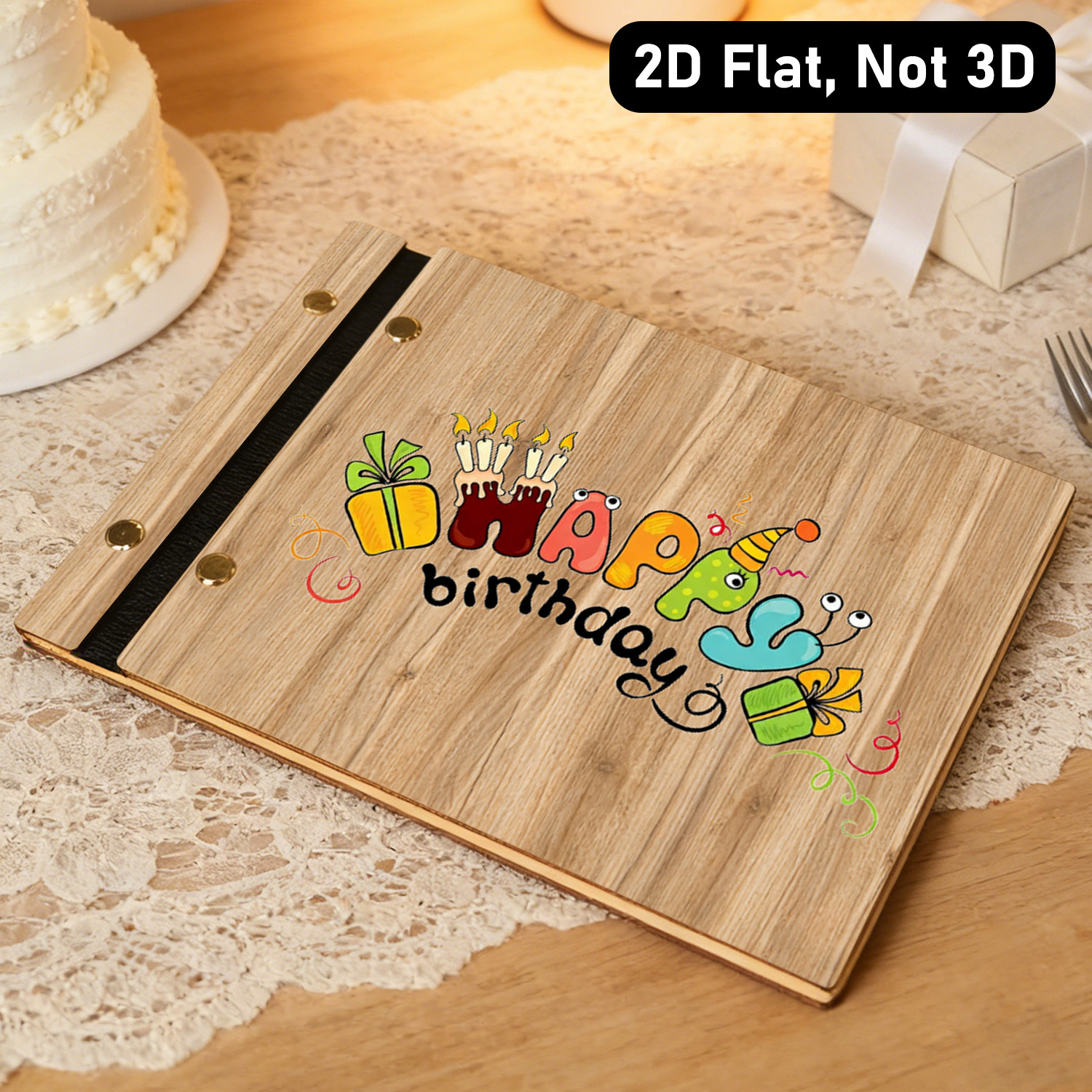 Cute Happy Birthday Wooden Gue - Personalized Guest Book avaliação e preço