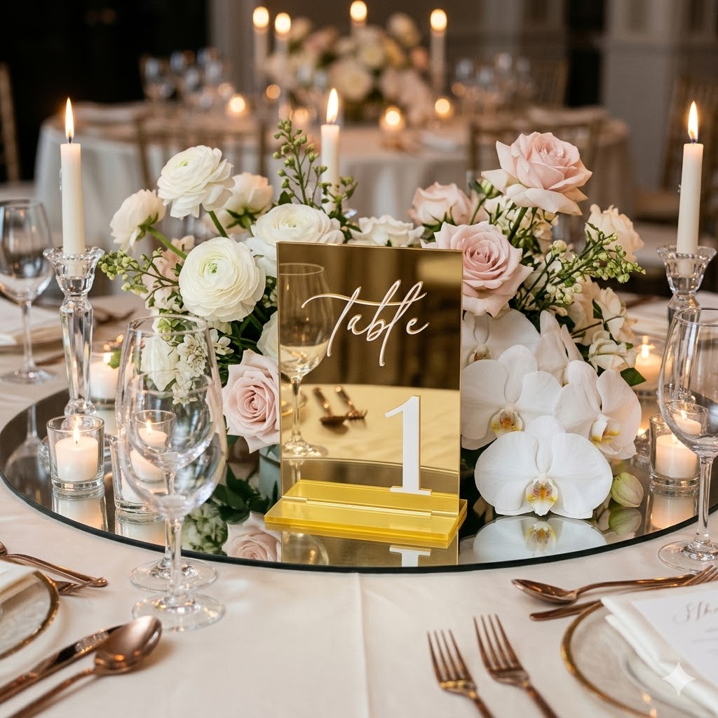 Gold Mirror Acrylic Table Numb - Table Number Gold avaliação e preço