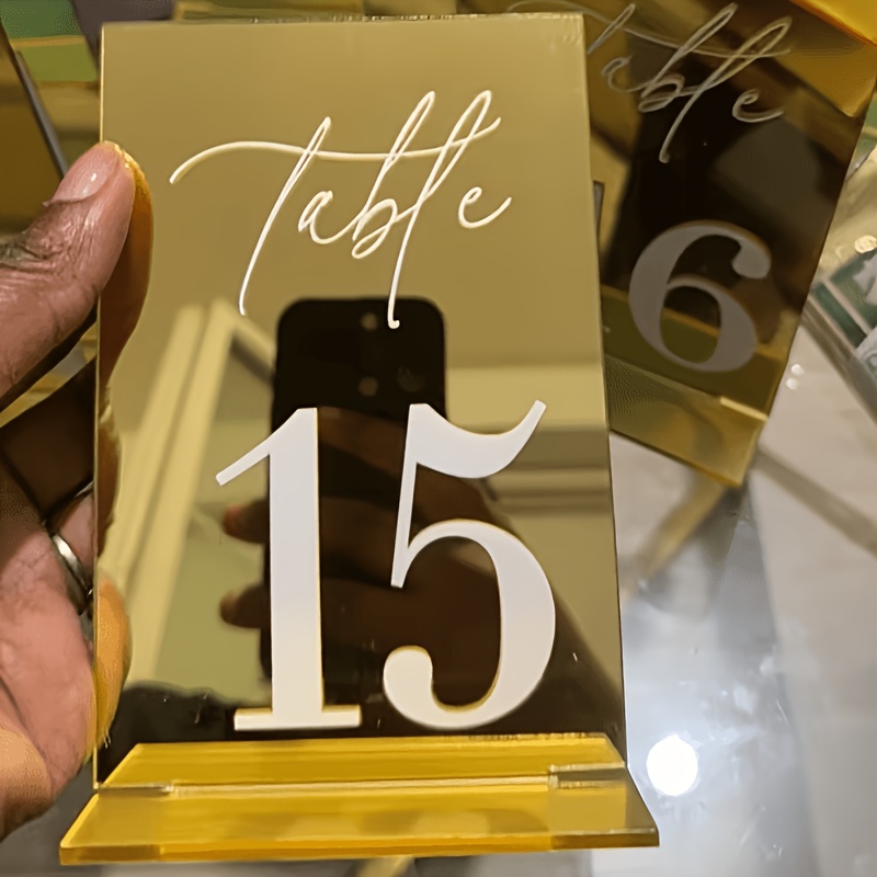 Gold Mirror Acrylic Table Numb - Table Number Gold avaliação e preço