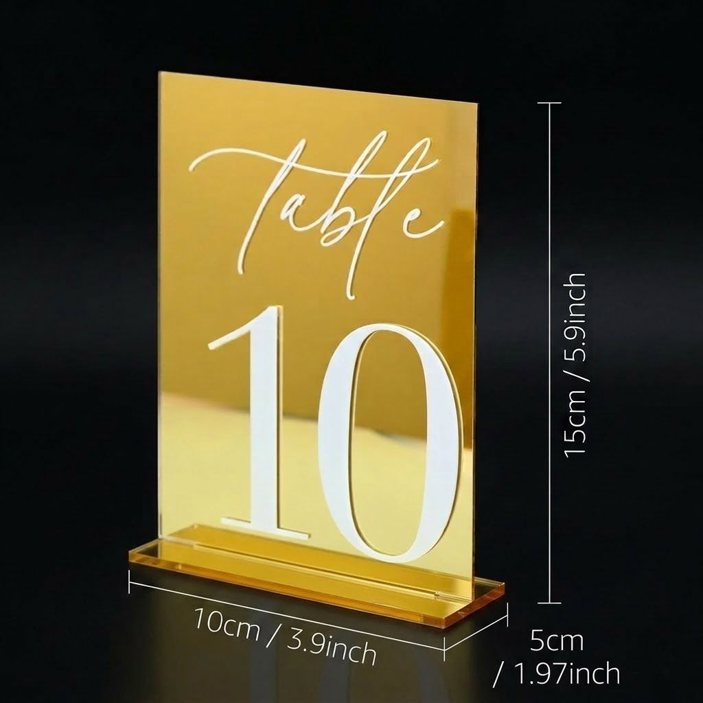 Gold Mirror Acrylic Table Numb - Table Number Gold avaliação e preço