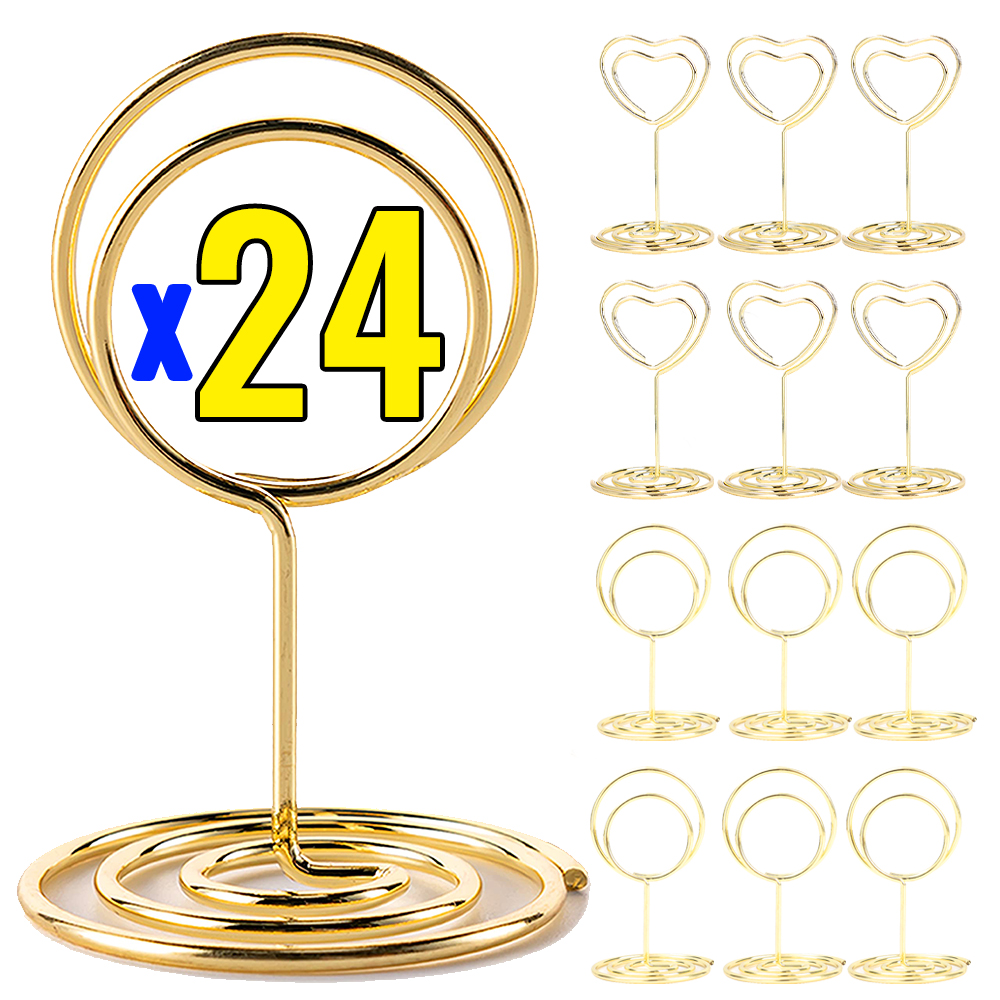 24-2pcs Metal Place Card Holde - Table Number Gold avaliação e preço
