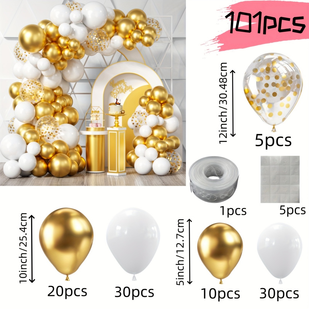 101pcs White Golden Balloons G - Wedding Supply Kit avaliação e preço