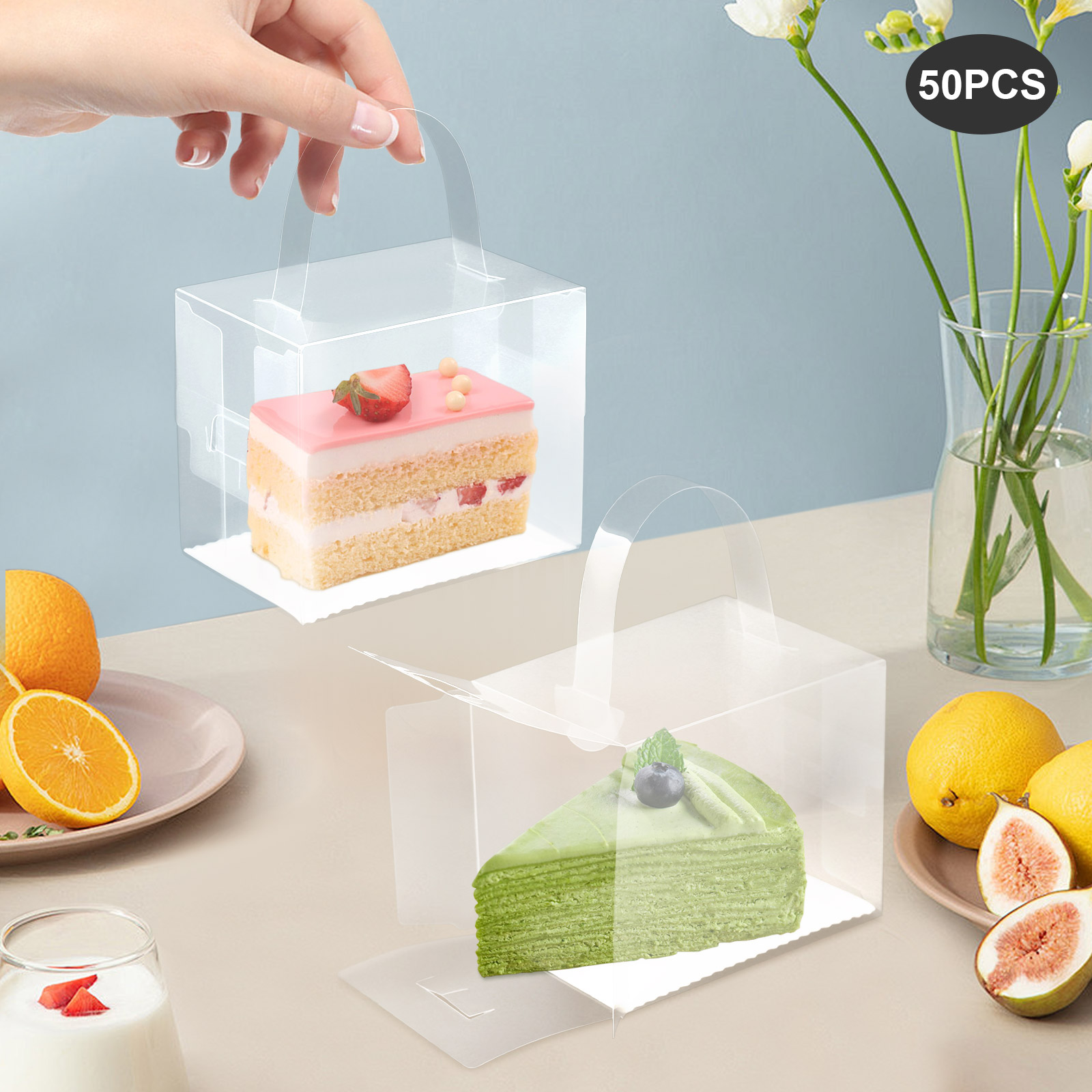 50 Pcs Clear Cake Boxes Set, P - Wedding Favor Box avaliação e preço