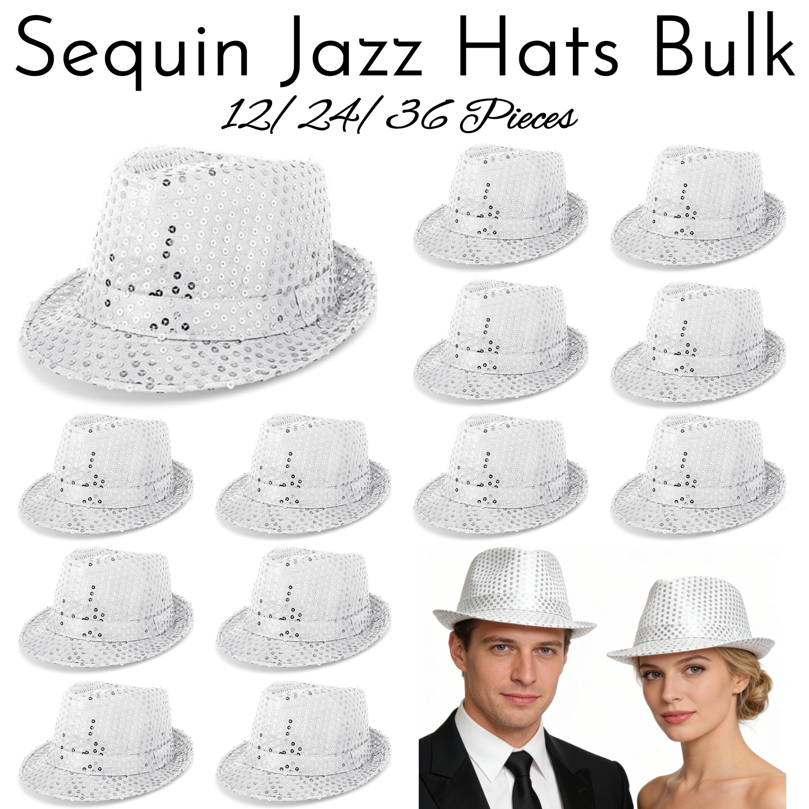 12-36Pcs Sequin Hats Bulk Glit - Wedding Supply Bulk avaliação e preço