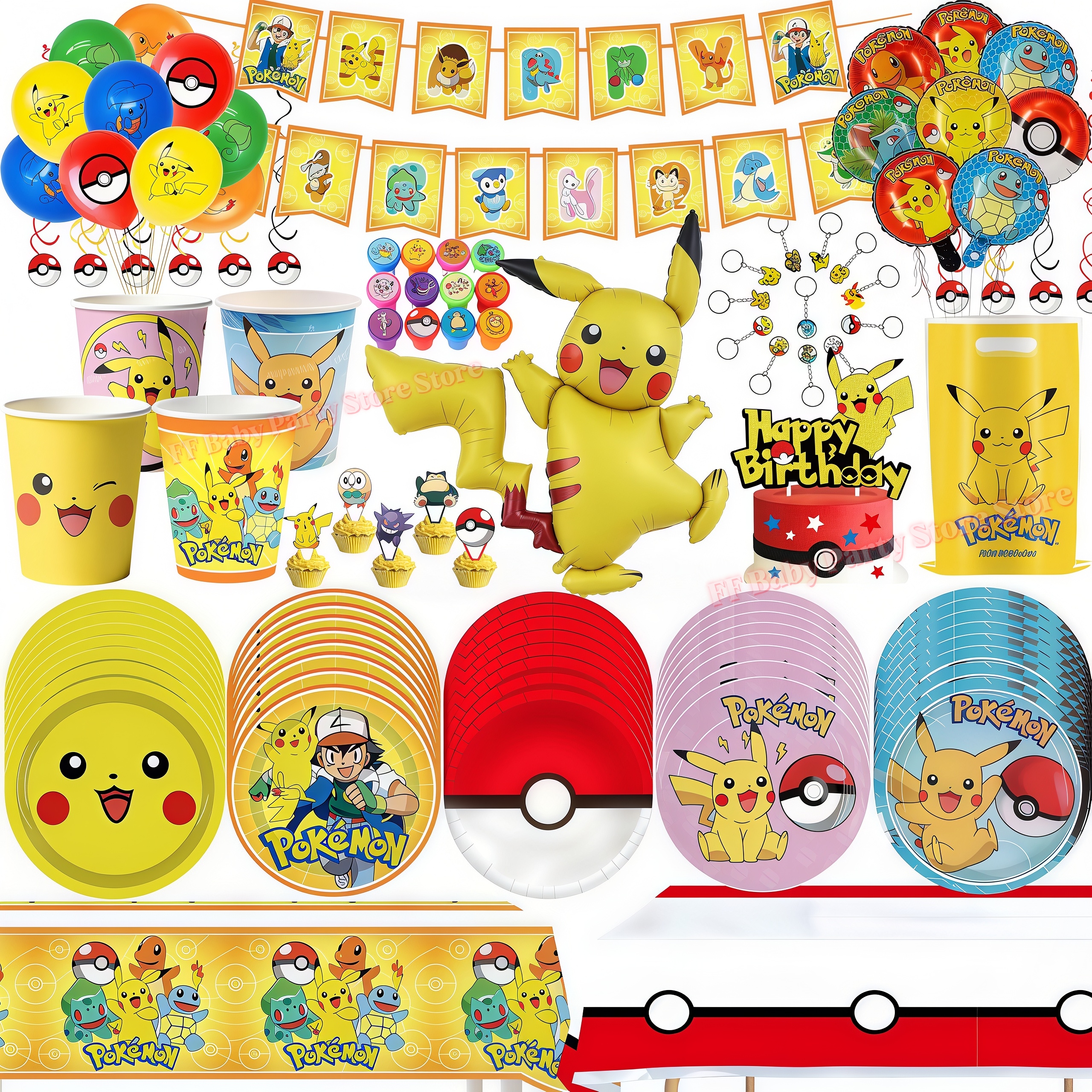 PokeMons Birthday Party Decora - Wedding Supply Kit avaliação e preço