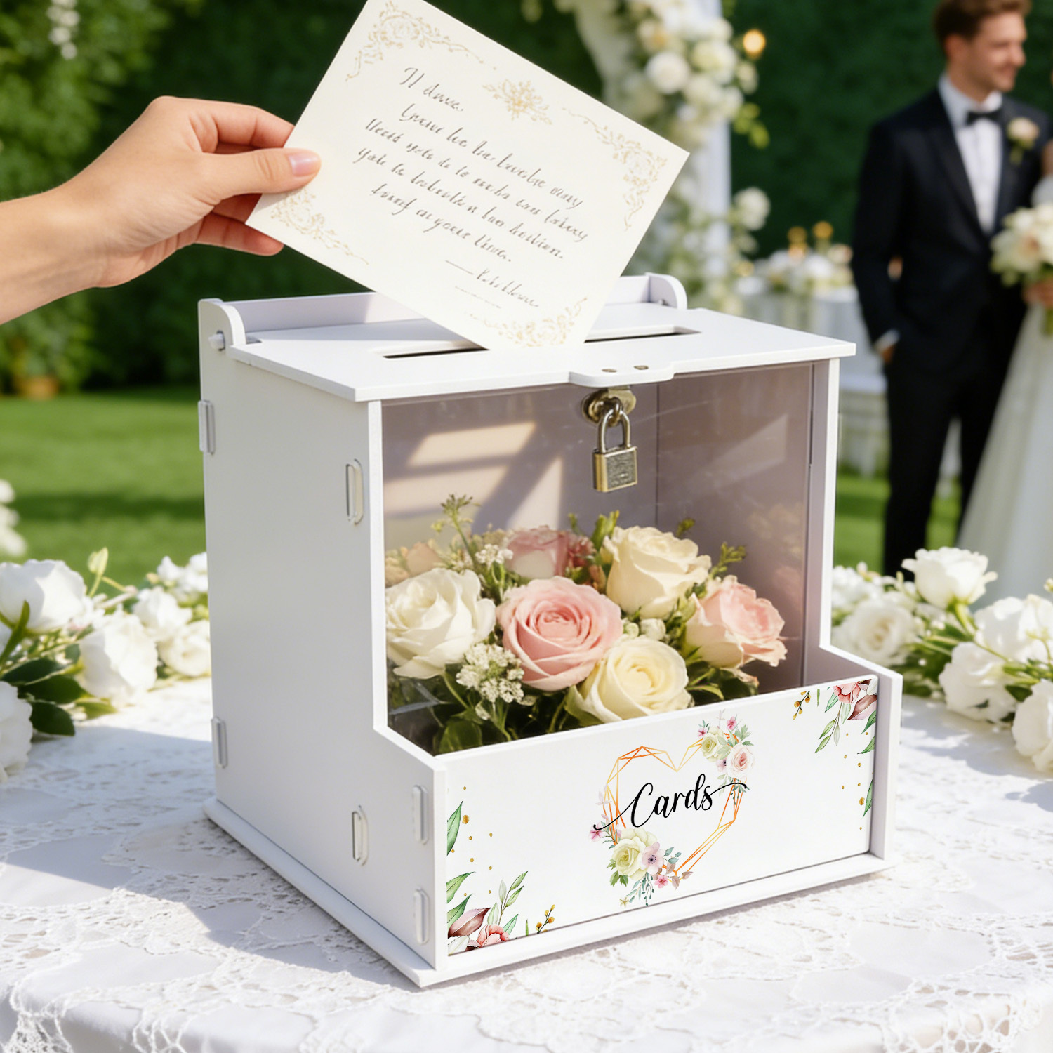 White PVC Wedding Card Boxes w - Wedding Favor Box avaliação e preço