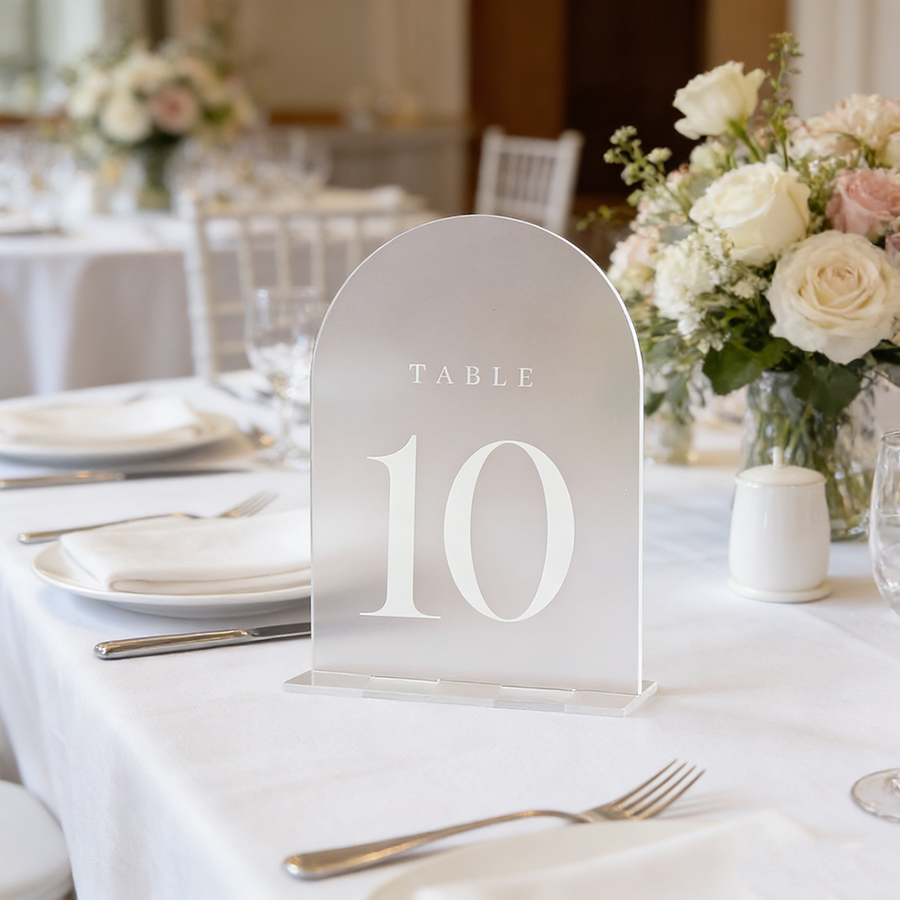10Pcs Clear Acrylic Sign Arch  - Table Number Gold avaliação e preço
