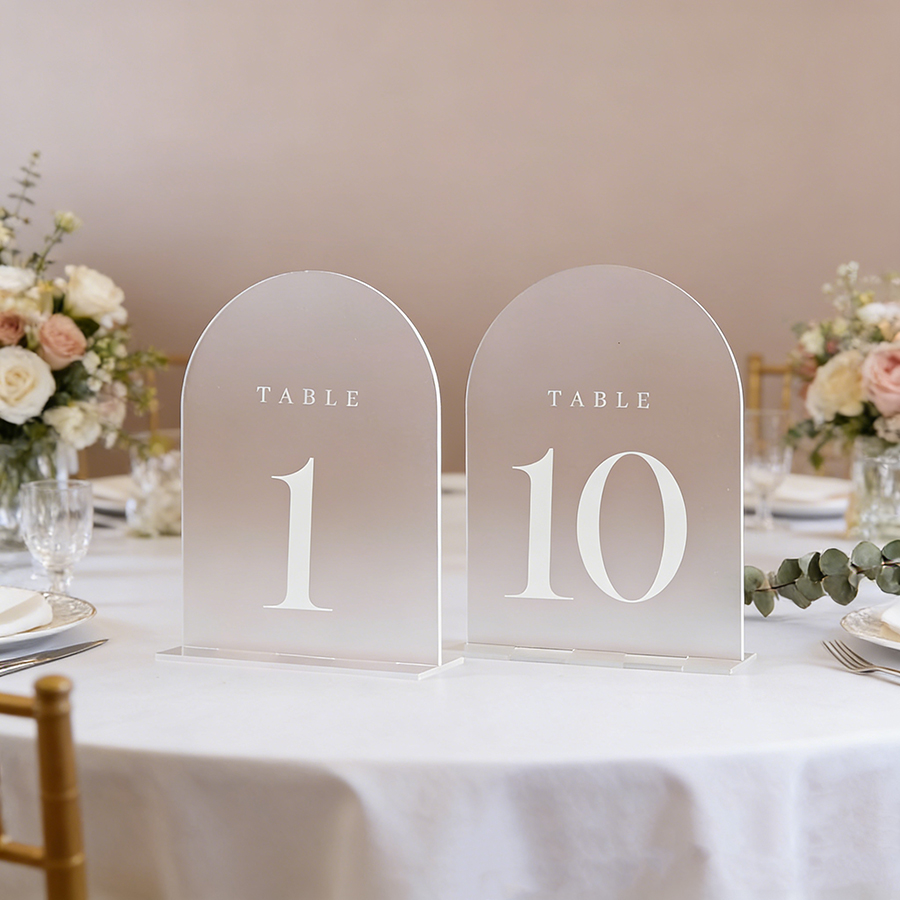 10Pcs Clear Acrylic Sign Arch  - Table Number Gold avaliação e preço