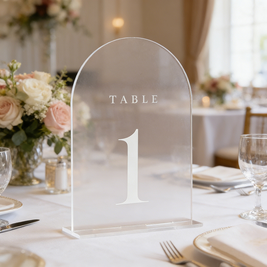 10Pcs Clear Acrylic Sign Arch  - Table Number Gold avaliação e preço
