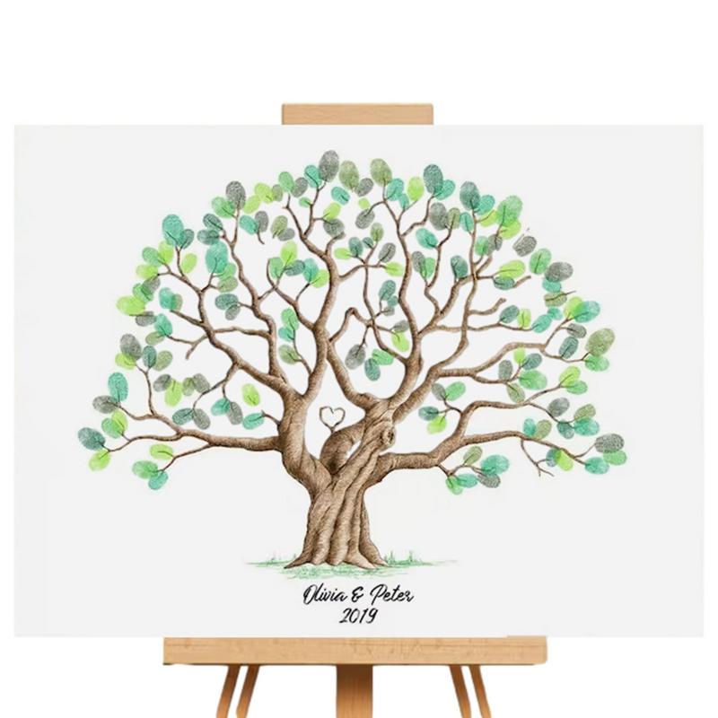 Wedding Fingerprint Tree Paint - Personalized Guest Book avaliação e preço