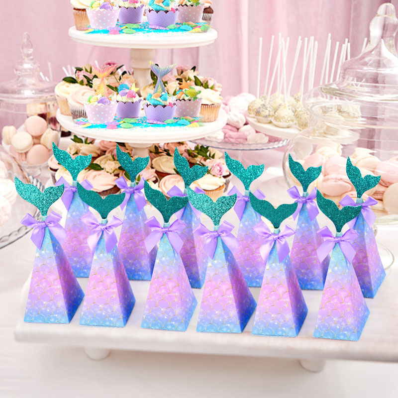 10Pcs Little Mermaid Candy Box - Wedding Favor Box avaliação e preço