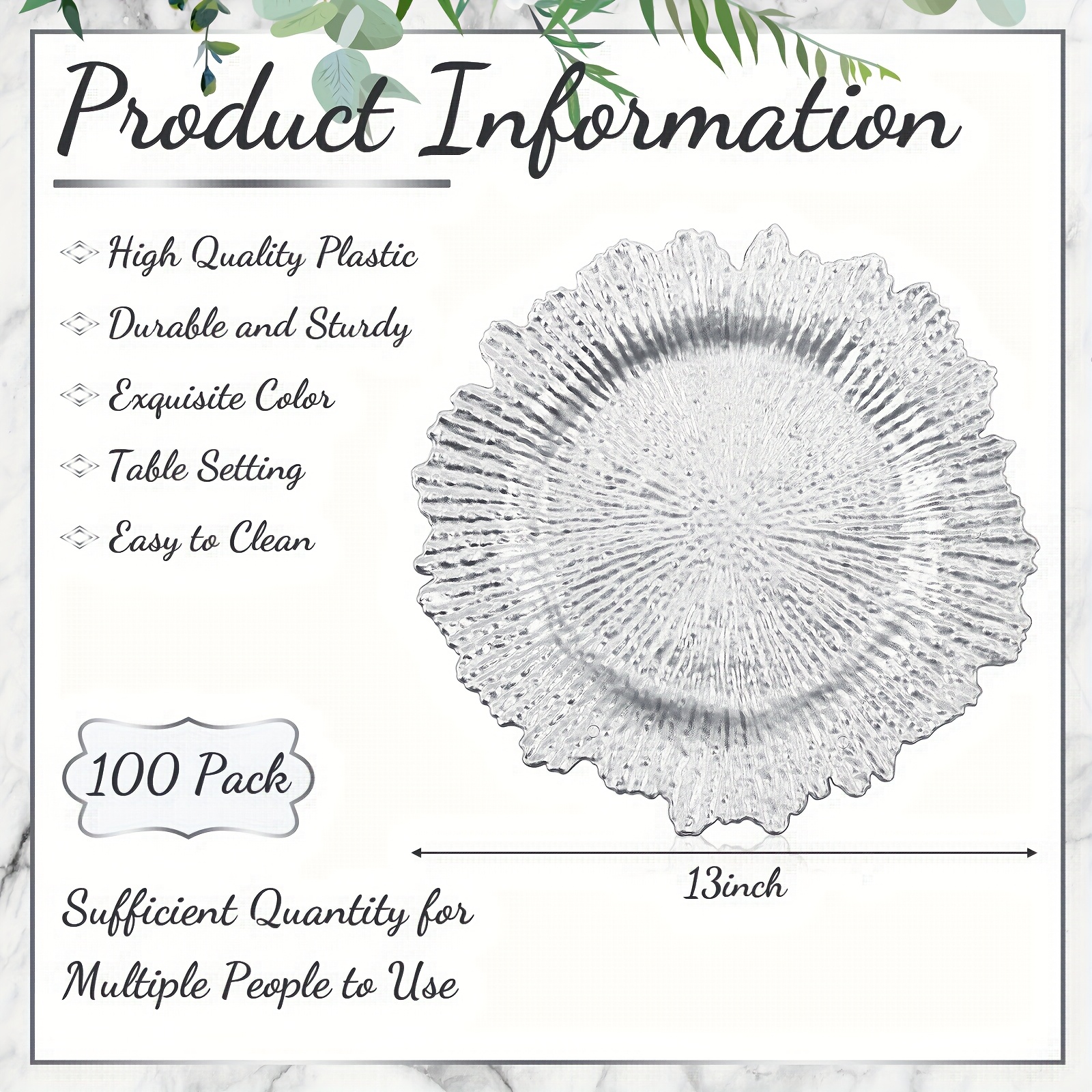 100pcs Reef Charger Plates Bul - Wedding Supply Bulk avaliação e preço