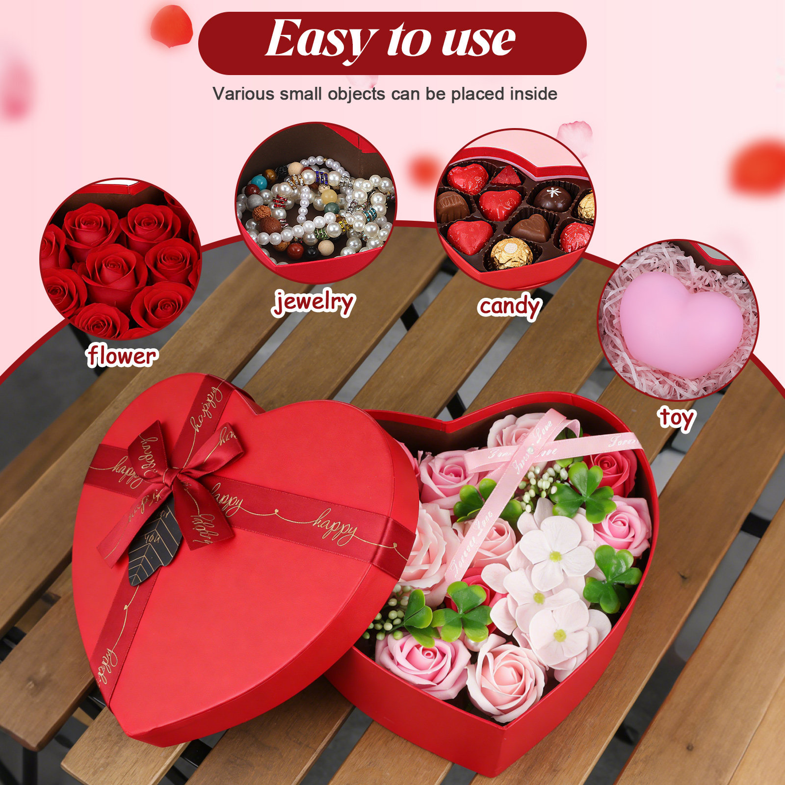 3Pcs Heart Gift Box Stylish Ro - Wedding Solution avaliação e preço