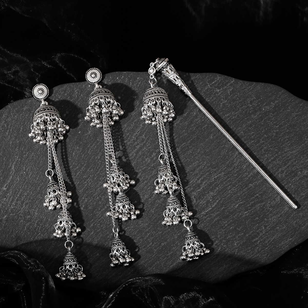2pcs Vintage Long Tassel Earri - Indian Wedding Supply avaliação e preço