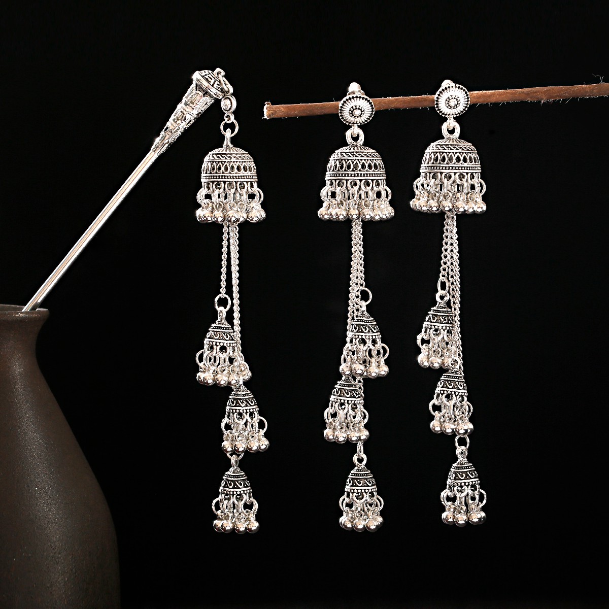 2pcs Vintage Long Tassel Earri - Indian Wedding Supply avaliação e preço