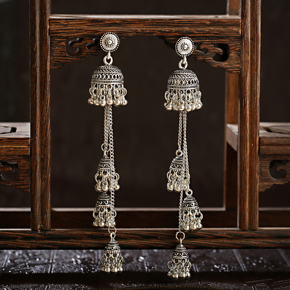 2pcs Vintage Long Tassel Earri - Indian Wedding Supply avaliação e preço